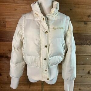 Y2K Apple bottoms White puffer jacket with gold accents